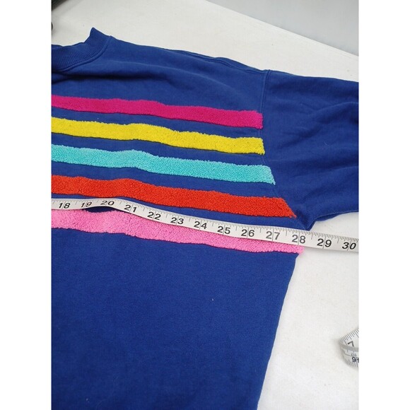 Crown & Ivy Womens Stripe Rainbow Sweater Top Soft Comfy Side Slits Sz L - Picture 6 of 9